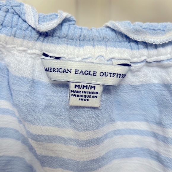 American Eagle Off-the-Shoulder Blue and White Stripe Top - Size Medium - Picture 5 of 5